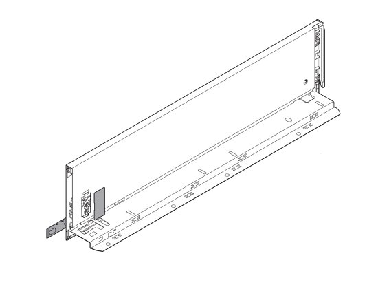 LEGRABOX царга, высота K (128,5 мм), НД=500 мм, левая, белый шелк