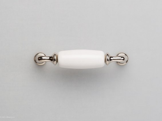 New Deco мебельная ручка-скоба 96 мм никель глянцевый и белая керамика