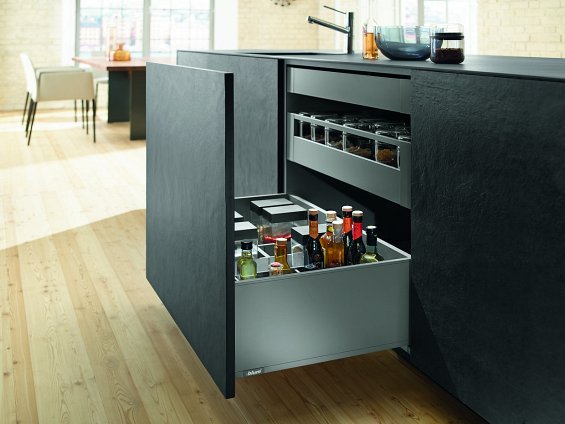 Ящик LEGRABOX pure (высота F 241, глубина 500 мм), для тонких фасадов, терра-черный